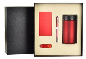 Подарочный набор 4в1 (Термокружка, флешка, ручка, power bank) QY337-4